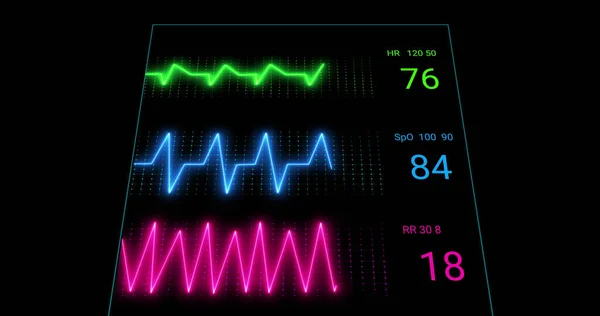 Image of cardiograph over black background. global medicine and digital interface concept digitally generated image.