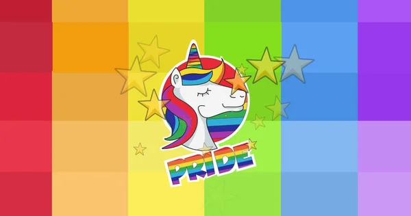 Image Stars Pride Text Rainbow Background Pride Month Celebration Concept — Stock Photo, Image