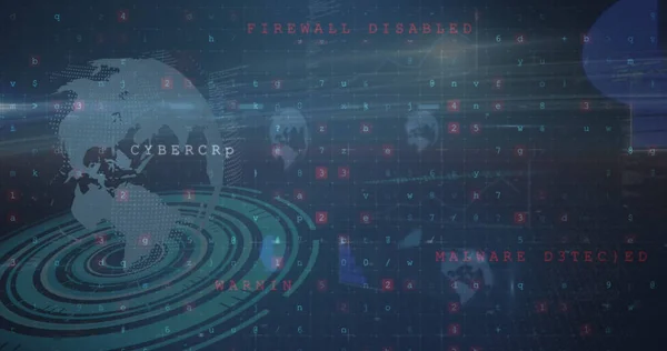 Beeld Van Cyber Aanval Waarschuwing Scopen Scannen Gegevensverwerking Wereldwijde Internetbeveiliging — Stockfoto