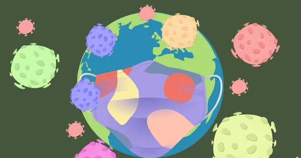 Зображення Падіння Ковадла Клітин Всьому Світу Масці Обличчя Глобальна Концепція — стокове фото