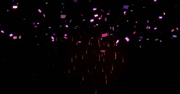 Зображення Конфетті Феєрверками Чорному Тлі Концепція Вечірки Свята Цифровому Згенерованому — стокове фото