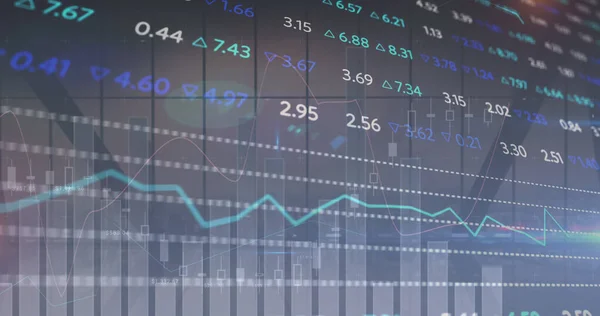 Beeld Van Financiële Gegevensverwerking Aandelenmarkt Boven Leeg Kantoor Mondiaal Bedrijfs — Stockfoto