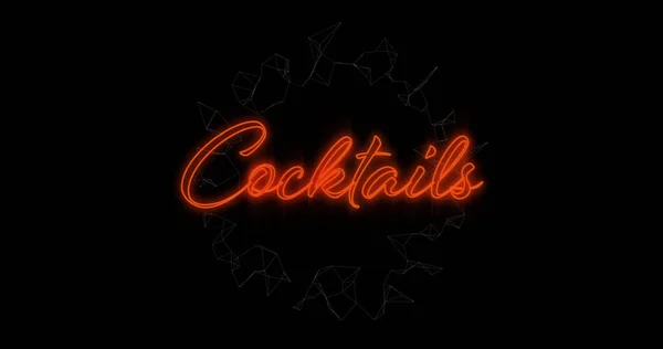 Immagine Digitale Cocktail Neon Arancione Segno Testo Sullo Sfondo Nero — Foto Stock