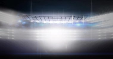 Spor stadyumundaki spot ışıklarının canlandırması. spor, rekabet, rekabet konsepti dijital olarak oluşturulmuş video.