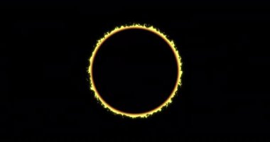 Siyah arka planda parlayan sarı dairenin animasyonu. Renk ve hareket kavramı dijital olarak oluşturulmuş video.