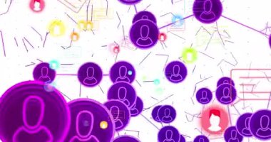 Dijital simgelerin ve bağlantı ağlarının animasyonu. Küresel bağlantılar ve bulut hesaplama kavramı dijital olarak oluşturulmuş video.