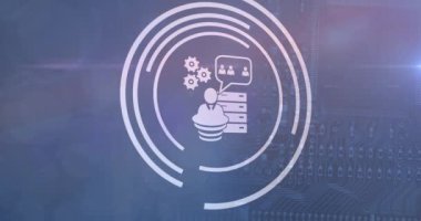 Donanma arka planında simge ve ışık animasyonu. küresel ağ, veri işleme ve teknoloji konsepti dijital olarak oluşturulmuş video.