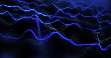 Siyah arkaplanda hareket eden noktaların animasyonu. soyut arkaplan ve dijital arayüz kavramı dijital olarak oluşturulmuş video.