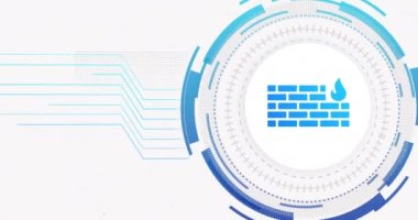 Beyaz arka planda bağlantı ağı ve duvar animasyonu. siber güvenlik ve dijital arayüz kavramı dijital olarak oluşturulmuş video.