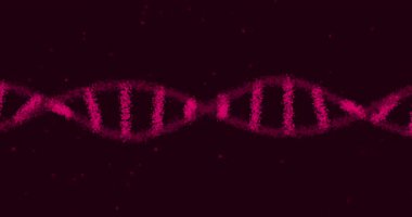 Siyah arka planda DNA iplikçiklerinin animasyonu. küresel bilim ve dijital arayüz kavramı dijital olarak oluşturulmuş video.