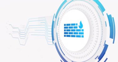 Beyaz arka planda bağlantı ağı ve duvar animasyonu. siber güvenlik ve dijital arayüz kavramı dijital olarak oluşturulmuş video.