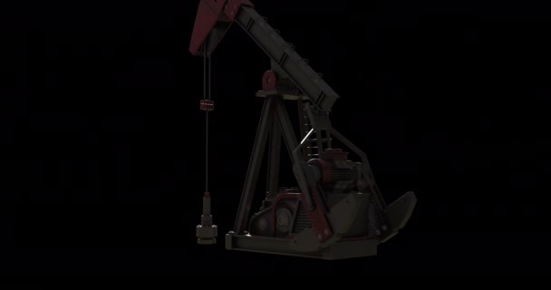 黒い背景の上で働くオイルポンプのアニメーション 石油産業と石油ポンプの概念デジタル生成ビデオ — ストック動画