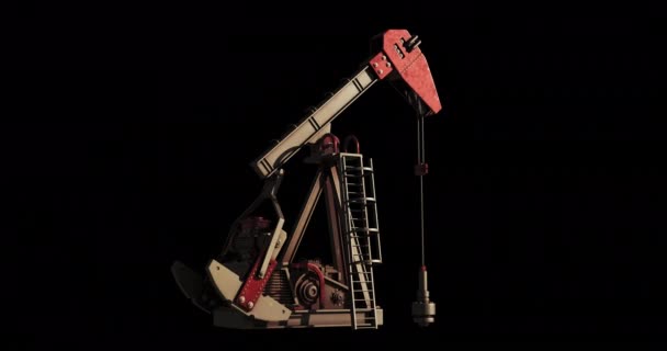 黒い背景の上で働くオイルポンプのアニメーション 石油産業と石油ポンプの概念デジタル生成ビデオ — ストック動画