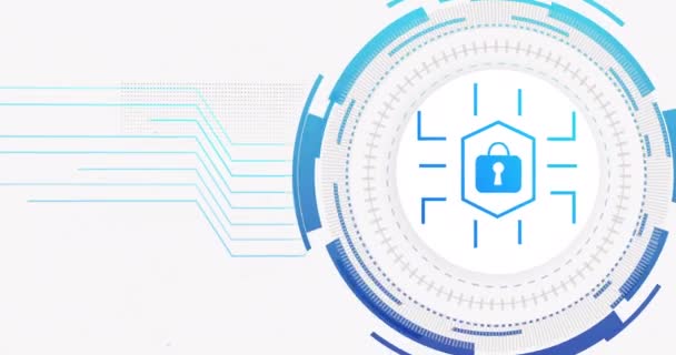 Animation Réseau Connexions Cadenas Sur Fond Blanc Concept Cybersécurité Interface — Video