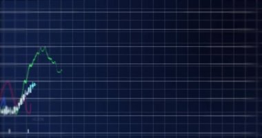 Şebekede istatistik ve finansal veri işleme animasyonları. küresel iş, finans ve veri işleme kavramı dijital olarak oluşturulmuş video.