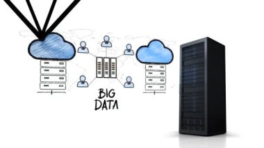 Beyaz arkaplanda ağ şeması ve sunucunun canlandırması. ağ, veri depolama, bulut hesaplama ve teknoloji konsepti dijital olarak oluşturulmuş video.