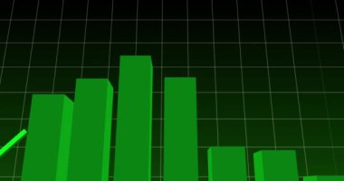 İstatistiklerin animasyonu ve şebekede yeşil çizgiyle finansal veri işleme. küresel iş, finans ve veri işleme kavramı dijital olarak oluşturulmuş video.