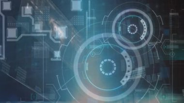 Tarama kapsamı üzerinde veri işleme animasyonu karanlık arka planda. küresel bağlantı, teknoloji, veri işleme ve dijital arayüz kavramı dijital olarak oluşturulmuş video.