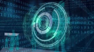 İkili kodlama üzerinden iş adamlarıyla yapılan taramaların animasyonu. küresel hesaplama, veri işleme ve dijital arayüz kavramı dijital olarak oluşturulmuş video.