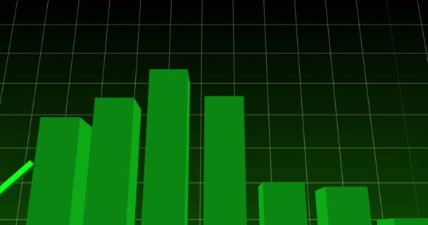 Animação Estatísticas Processamento Dados Financeiros Com Linha Verde Grade Conceito — Vídeo de Stock