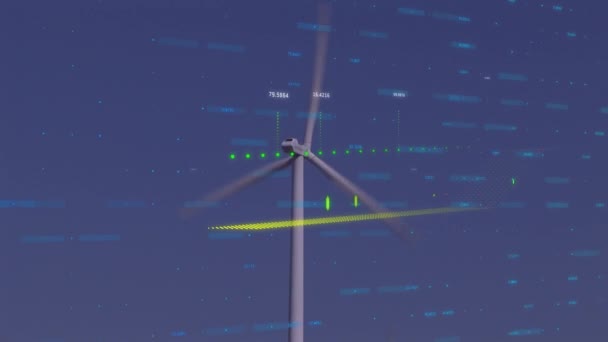 Animation Data Processing Wind Turbine Global Sustainability Ecology Environment Concept — Stock Video
