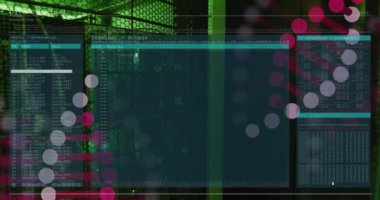 Bilimsel veri işleme ve DNA iplikçiklerinin dönüşünün animasyonu. Küresel bilim, tıp ve sağlık hizmetleri kavramı dijital olarak üretilen video.