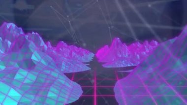 Dijital manzara üzerindeki bağlantı ağının animasyonu. küresel bağlantılar, veri işleme ve teknoloji konsepti dijital olarak oluşturulmuş video.