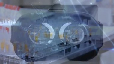 Kadın laboratuvar çalışanı üzerinden bağlantı ağının animasyonu. tıp, bilim ve teknoloji konsepti dijital olarak üretilen video.