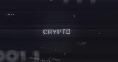 Siyah arkaplana karşı veri işleme üzerinden şifreli metin ve mikroişlemci bağlantıları. Kripto para birimi ve bilgisayar arayüzü teknolojisi kavramı