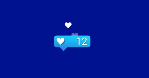 在蓝色背景下 语音泡沫上的心形图标 数字越来越多 社交媒体联网技术概念 — 图库视频影像