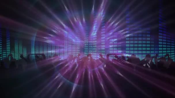 Animacja Fajerwerków Świateł Nad Tańczącymi Ludźmi Ciemnym Tle Koncepcja Muzyki — Wideo stockowe