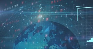 Donanma arka planında dünya çapında kullanıcı fotoğrafları ve veri işleme animasyonları. Veri işleme, sosyal medya ve teknoloji konsepti dijital olarak oluşturulmuş video.