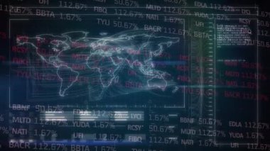 Donanma dijital ekranında finansal veri işleme animasyonu. küresel bağlantılar, finans, ekonomi ve teknoloji konsepti dijital olarak oluşturulmuş video.