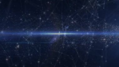 Yıldızların animasyonu, takımyıldızları ve gece gökyüzündeki ışıklar. şekil, bağlantılar, renk ve hareket konsepti dijital olarak oluşturulmuş video.