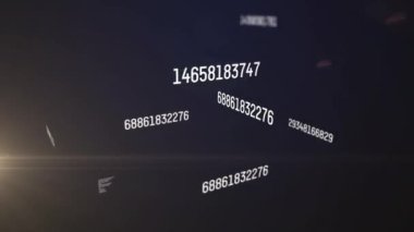 Siyah arka planda ışık noktaları ve veri işleme animasyonları. küresel iş, veri işleme ve dijital arayüz kavramı dijital olarak oluşturulmuş video.
