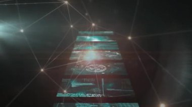 Veri işleme üzerinden bağlantı ağının animasyonu. küresel bağlantılar, bilim ve dijital arayüz konsepti dijital olarak oluşturulmuş video.