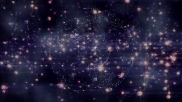 Animáció Csillag Földgömb Kapcsolatok Fekete Ibolya Háttér Hálózati Kapcsolati Technológiai — Stock videók