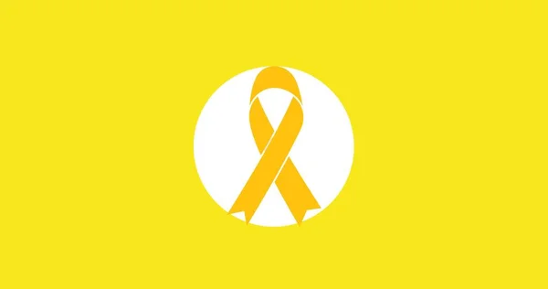 Ilustrace Žluté Informační Stuhy Bílém Kruhu Žlutém Pozadí Kopírovat Prostor — Stock fotografie