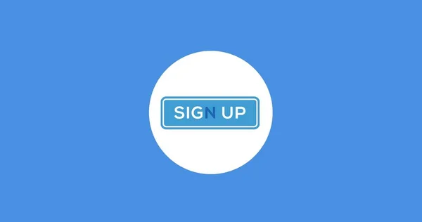 Illustration Von Blauem Sign Text Weißem Kreis Vor Blauem Hintergrund — Stockfoto