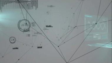 Veri işleme üzerinden bağlantı ağının animasyonu. küresel bağlantılar, bilim ve dijital arayüz konsepti dijital olarak oluşturulmuş video.