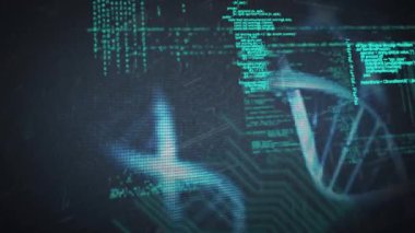 Veri işleme ve insan beyninin animasyonu. küresel bilim, bağlantılar, veri işleme ve dijital arayüz kavramı dijital olarak oluşturulmuş video.