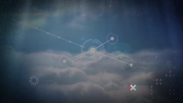 天空与云彩连接网络的动画 全球连接 科学和数字接口概念数字生成的视频 — 图库视频影像