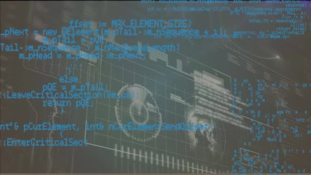Cyfrowa Animacja Interfejsu Przetwarzaniem Danych Niebieskim Tle Interfejs Komputerowy Koncepcja — Wideo stockowe