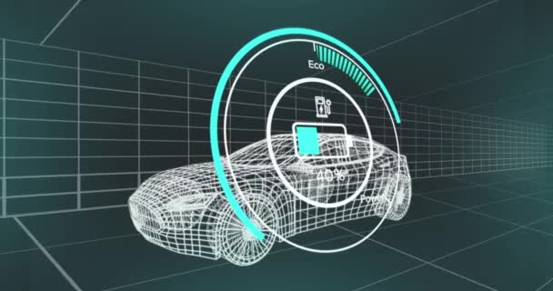 Animatie Van Het Batterijniveau Elektrische Auto Project Marine Achtergrond Elektrische — Stockvideo