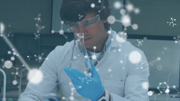 Animazione Dell Elaborazione Dei Dati Scientifici Scienziato Caucasico Laboratorio Scienza — Video Stock