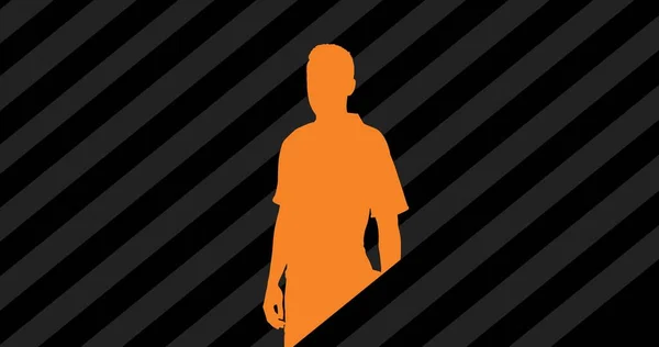 Illustration of orange silhouette man with strip patterns, copy space. Vector, draw attention, secret imprisonment, forced disappearances, support, human rights, international day of the disappeared.