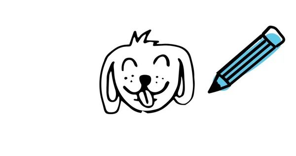 Illustrative Image Dog Sticking Out Tongue Pencil White Background — Stock Photo, Image