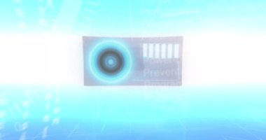 Dijital ekranda insan iskeletinin canlandırılması ve mavi arka planda bilimsel veriler. Bilim, insan biyolojisi, veri işleme ve teknoloji konsepti dijital olarak oluşturulmuş video.