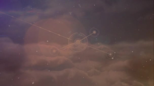 Animación Red Conexiones Puntos Luz Sobre Cielo Con Nubes Conexiones — Vídeos de Stock