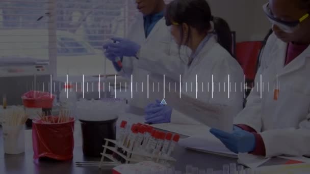 Animation Data Processing Diverse Scientists Lab Global Science Medicine Digital — Stockvideo